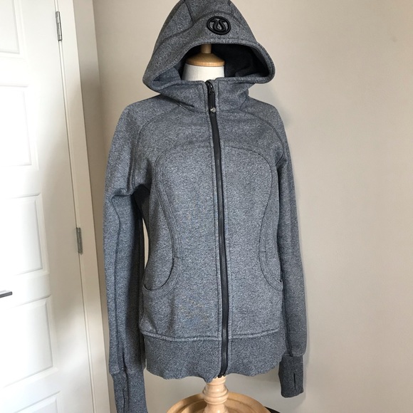 lululemon athletica Tops - Lululemon / Scuba Hoodie / Heather Gray with Black Logo on Hood / Ladies 12